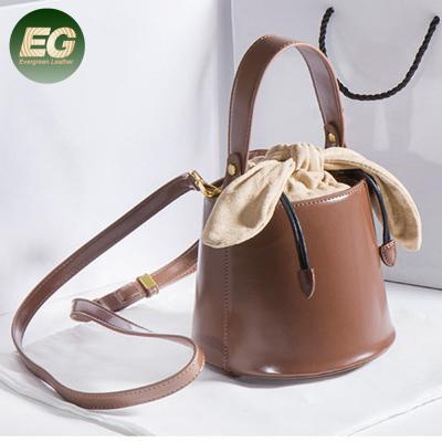 China New Designer Fashion EMG6086 Real Rabbit Ears Satchel Women Genuine Leather Bucket Bag Luxury Handbag Purse for sale