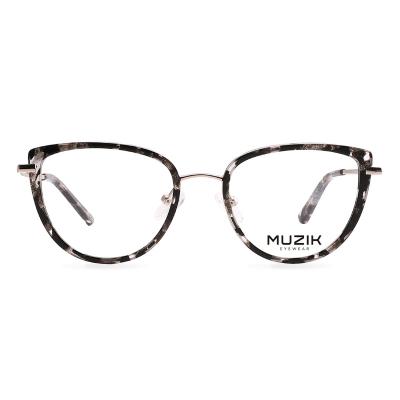 China Fashionable High Quality Custom Made Optical Glass Frames Acetate Metal Woman Eyewear Reading Glasses MKA023 for sale