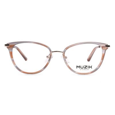 China MKA007 Custom Optical Reading Glass Cat Eye Acetate Metal Glass Frame For Women for sale