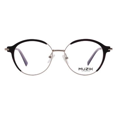 China Elegant round optical glass frames metal acetate reading glass MKA033 MUZIK for sale