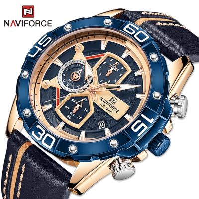 China NAVIFORCE 8018 Chronograph Watch For Men Fashion Band Sport Leather Chronograph With Wristwatches Waterproof Clock Male for sale