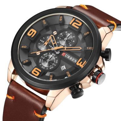 China CURREN 8288 luxury brand leather quartz wristwatch men's watches men's watches chronograph sports man watch for sale