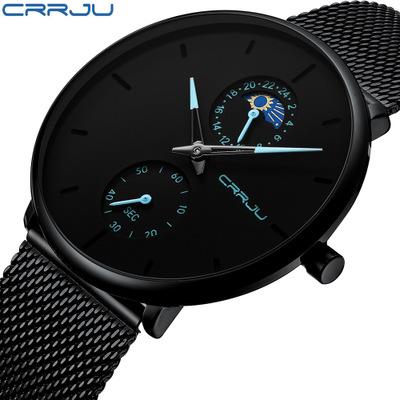 China Hot Sale CRRJU Chronograph Watch 2263 Fashion Quartz Luxury Waterproof Business Men Wrist Watches Ultrathin Relojes Hombre for sale