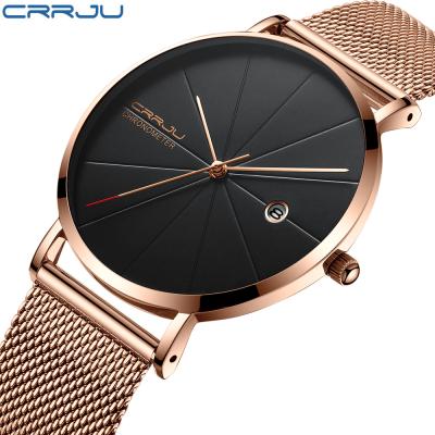 China CRRJU Day/Date Watch For Simple Men's 2216 Stainless Steel 30M Waterproof Quartz Wristwatches Band Date Watches Men Wrist Relogio for sale