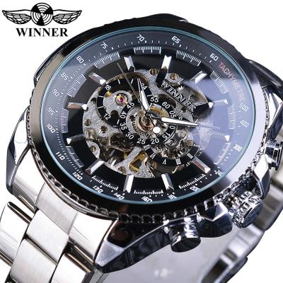 China Gold Design Automatic Bezel Sports Fashion Watch Winner Date Men Watches Top Luxury Brand Clock Men Automatic Steampunk Skeleton Watch for sale