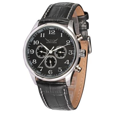 China Jaragar Waterproof High Quality Men Watch Automatic Black Leather Male Date Fashion Band Mechanical Wrist Watch Business Men's Watch for sale