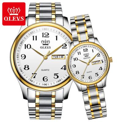 China OLEVS 5567 Lovers Watches Day/Date Top Band Quartz Wristwatch Mens Womens Calendar Weekday Steel Saat Couple Watch Clock for sale