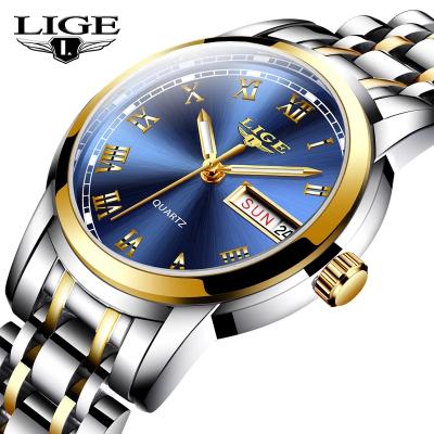 China 10007 LIGE day/date watch women fashion luxury creative quartz waterproof stainless steel ladies strap wristwatches for sale