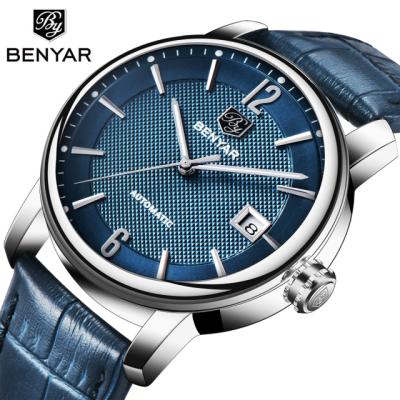 China New BENYAR Leather Men's Day/Date 5144 Casual Men's Sports Mechanical Watch Waterproof Classic Luxury Mechanical Watch for sale