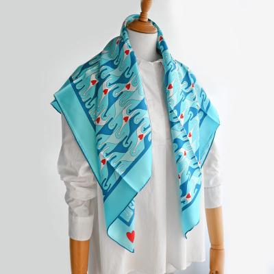 China Soft silk scarf custom printing square 90x90 women warp hijab fashion 100% silk twill scarves for ladies gift for sale