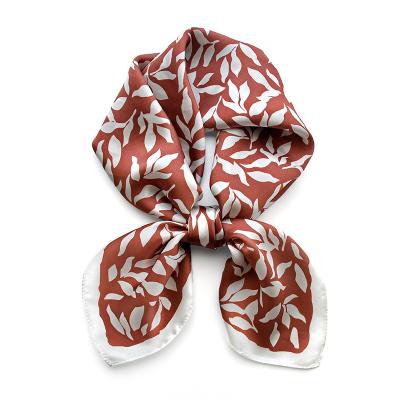 China Ali Express Hot Sale Soft Vintage Printed Leaves 100%Twill Silk Female Scarf For Women Scarves for sale