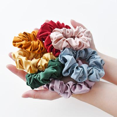 China Wholesale Soft And Smooth High End Solid Natural Silk Hair Scrunchies 100% Color 19MM 2.5cm Satin Scrunchies Hair Ties for sale