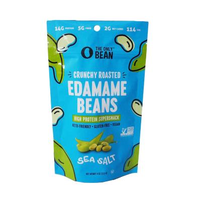 China Moisture Proof Self Holding Plastic Food Rated Snack Beans Packaging Bag With Zipper for sale