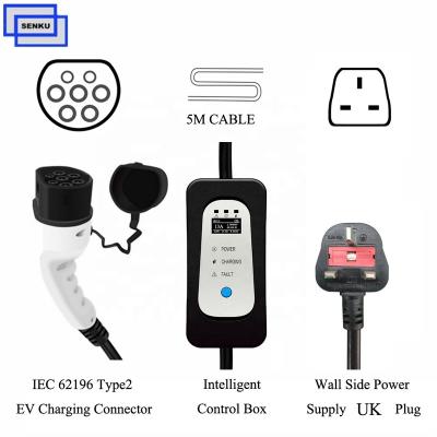 China IEC62196 Type2 Cars EV Type2 Electric Vehicle Charger Plug 8A 10A 13A UK Standard 2 ev Adjustable Level Battery Charger for sale