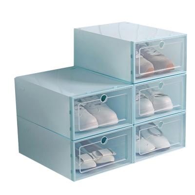 China Modern Design Viable Bedroom Drawer Collapsible Snare Box Shoes Storage Box Stackable Plastic Shoe Organizer for sale