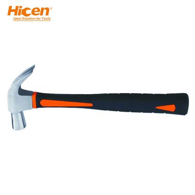 China Nail Hammer Hicen Forged Steel Claw Hammer with Fiberglass Handle for sale