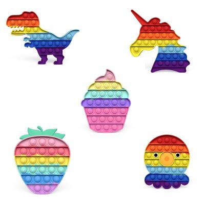 China Relaxing Silicone Chessboard Deratting Pioneer Unicorn Dinosaur Strawberry Press Popit Wiggle Bubble Decompression Toys for sale