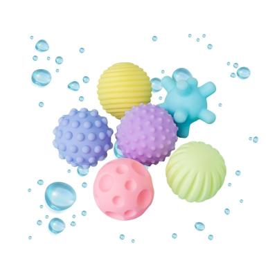 China Baby Bath Playing Soft Toys 6pcs Manhattan Hand Grab Ball Toy 6pcs Manhattan Touch Massage Perception Rubber Touch Squeezing Appeal Baby Bath Educational Toy for sale