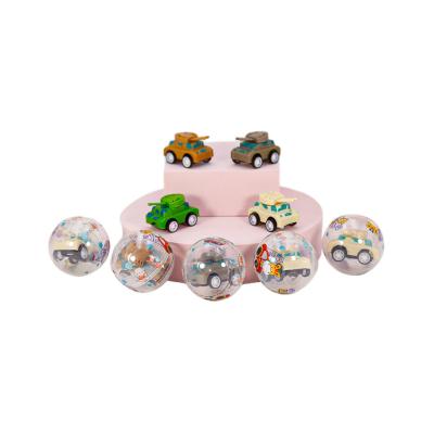 China Plastic gacha car trending box 5cm children's coin machine toy car transparent withdrawal tank Gacha box for kids for sale