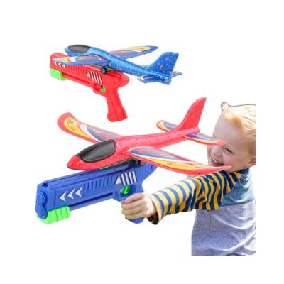 China Toy Gun Airplane Launcher Toys Flight Modes Foam Outdoor Launch Glider with Flat Catapult Gun Toys for Kids for sale