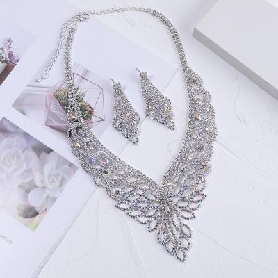 China Cuban chain Diamond Necklace Fashion Colorful Rhinestone heavy jewelry TRENDARY wholesales drop fine jewelry earrings 2022 trend set for sale