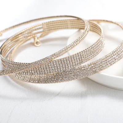 China Wholesale TRENDY Gold Plated Fashion Rhinestone Jewelry Cute Link Cuff Cuban Chain Copper Necklace For Women for sale