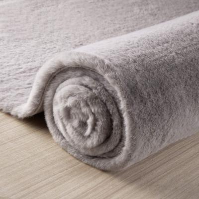 China Wholesale Washable Fluffy Faux Rabbit Fur Blanket Modern Bedroom Household Carpet for sale