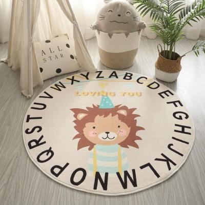 China Washable Adorable Round Rug Door Mat Shag Faux Cashmere Area Non-Slip Covers For Living Room for sale