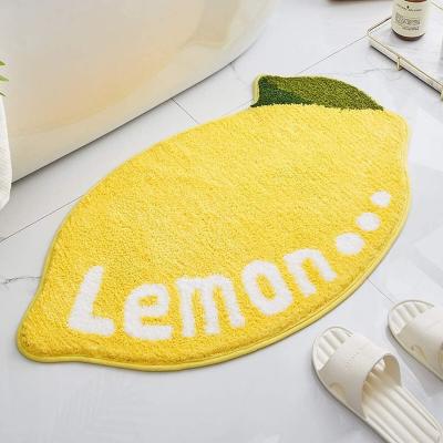 China Lemon Shape Design Sustainable Fresh Yellow Bathroom Mat Non-Slip Bath Blankets Play Mat Bath Room Rug For Kids for sale