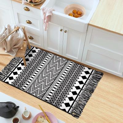 China Reversible Washable Mat Machine Hand Woven Combined Cotton And Linen Blanket Bedroom Bathroom Entrance Rug For Living Room for sale