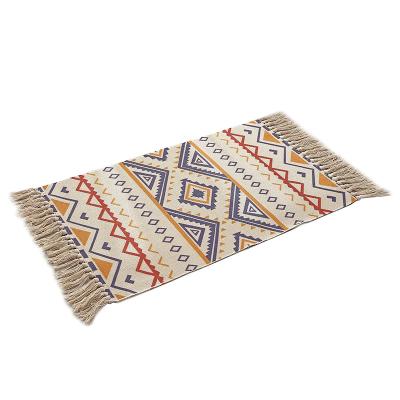 China Print Washable Woven Tassels Throw Blankets Cotton Bohemian Area Rug For Living Room Bedroom for sale