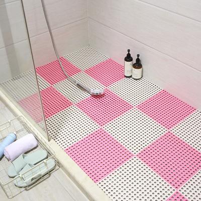 China Sustainable Round Small Hole Mosaic Bathroom Toilet Balcony Non-slip PVC Bath Mat for sale