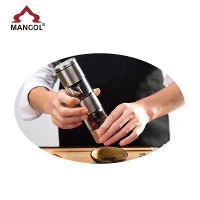 China Hot Selling Viable Manual Salt Portable Adjustable Pepper Grinder 2 in 1 for sale