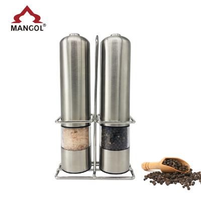 China Adjustable Kitchen Viable Pepper Grinder Salt Mill Set Electric Battery Operated Pepper Grinder for sale