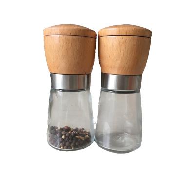 China Viable Manual Rock Pepper Grinder Parts Mill Designs Stainless Steel Wooden Spice Grinder for sale