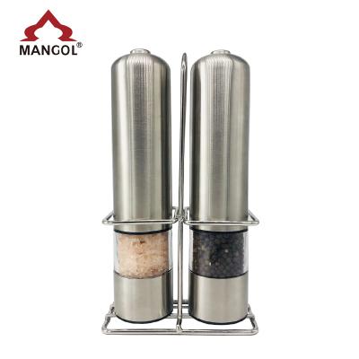 China Sustainable Electric Stainless Steel Salt and Pepper Grinder Set With Stand for sale