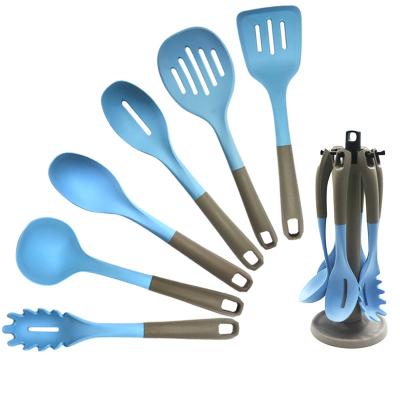 China Viable Colorful Silicone Cooking Utensils 7pcs Cookware Set Kitchen Utensil Set Nonstick Cookware With Spatula Set for sale