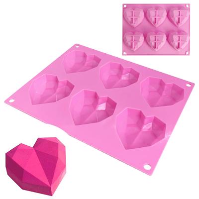 China 100% BPA Diamond Heart Shape Chocolate Viable Silicone Mold Free Silicone Baking Tools Mold for sale