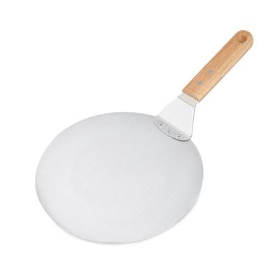 China Hot Selling Disposable Amazon 10 Inch Pizza Peel Pizza Aluminum Shovel With Wooden Handle Pizza Paddle for sale