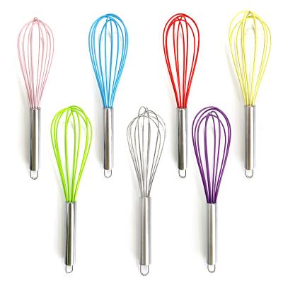 China Viable Kitchen Hand Held Color Handle Stainless Steel Mixer Cream Egg Beater Cooking Egg Beater for sale