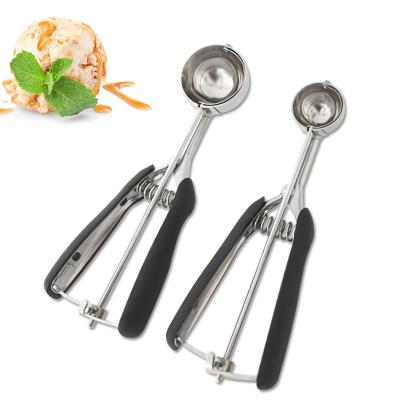 China 2PCS Heavy Duty Ice Cream Tool Kit Stainless Steel Heavy Duty Ice Cream Scoop Spoon for sale