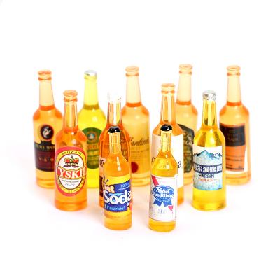 China Europe 100pcs Mixed Simulation Resin Doll Room Mini Beer Bottles Miniature Pretend Play Doll Food Drink For Key Chain Diy Accessories for sale