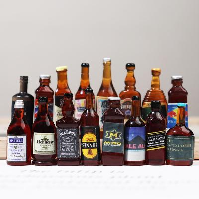 China 100Pcs Miniature Europe Dollhouse Toy 3d Beer Wine Drinks Charm Color Resin Bottle For DIY Jewelry Making Accessories for sale