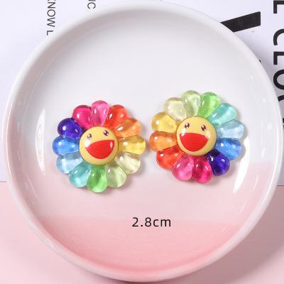 China Europe 3 sizes flatback matte shinny back Daisy Sunflower Shape Resin Pearl smile flowerFlat cabochon for DIY materials for sale