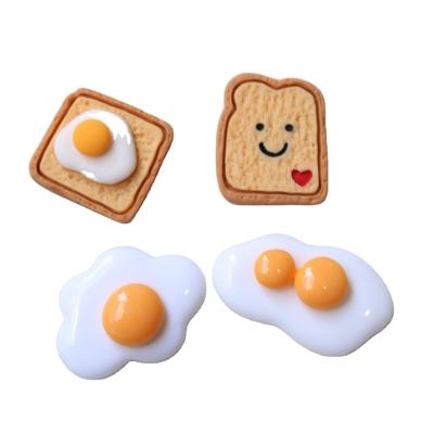 China Europe 100Pcs Assorted Simulation Fried Egg Donut Bread Resin Charm Food Resin Cabochons For Miniature DIY Dollhouse for sale