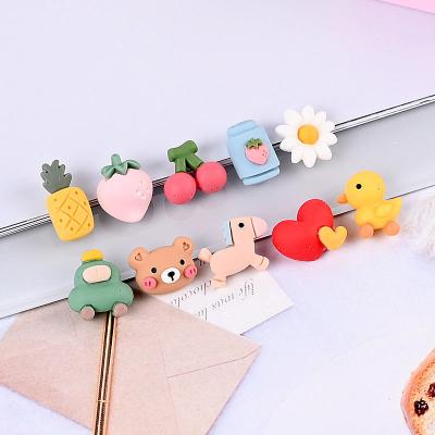 China 100Pcs/Bag Europe Fruit Cute Animal Heart Resin Flat Back Cabochon For Phone Shell Hair Bow Center Decoration Accessories for sale