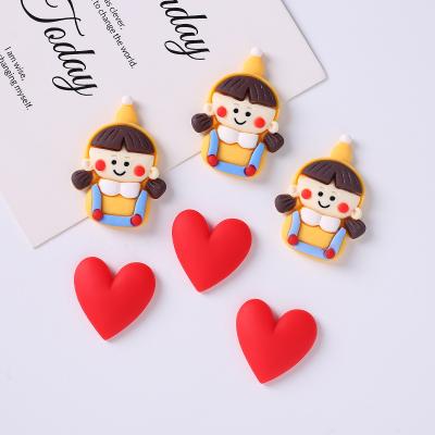 China 100Pcs Red Europe Resin Heart Girl Flatback Cabochon Kawaii DIY Scrapbooking Hair Bow Embellishments Accessories Lovely for sale