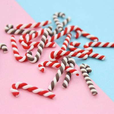 China 100pcs Polymer Clay Christmas Red Green Candy Cane Shapes Hanging Decoration Ornament Cute Reusable Decorative Props for sale