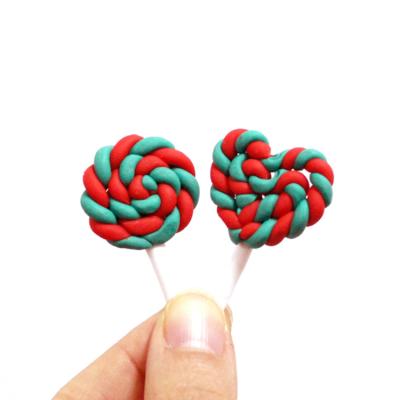 China 2021 Simulattrion Clay Crafts 100pcs Food Christmas Candy Props Simulation Polymer Clay Lollipop Charms Ornament DIY Decor Parties for sale