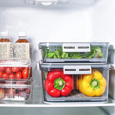 China Freshness Keeping Wishome Fridge Organization Storage Box Plastic Keeping Cool Transparent Seal Drain Storage Box With Lid for sale